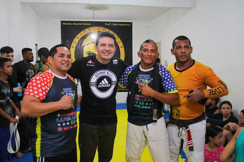 Alexandre Castro, Delegado Péricles, Totonho e Guaraci Souza: união em prol da Luta Livre (Foto arquivo pessoal)