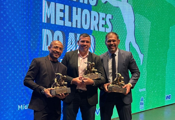 José Aldo, Pedro Rizzo e Minotouro foram homenageados no Prêmio Melhores do Ano nas Artes Marciais 2023 (Foto divulgação)
