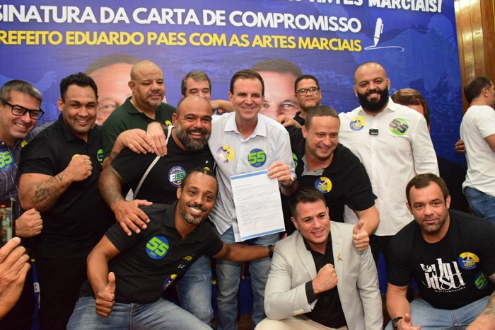 Prefeito do Rio de Janeiro, Paes assinou carta de compromisso com as artes marciais (Foto Dai Bueno)