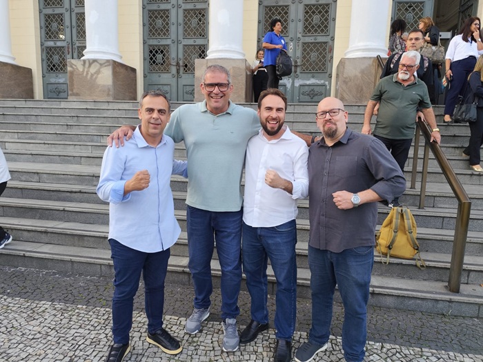 Deputado Anderson Moraes, Rafael Carino, vereador Allan Lira e o assessor Breno (Foto reprodução)